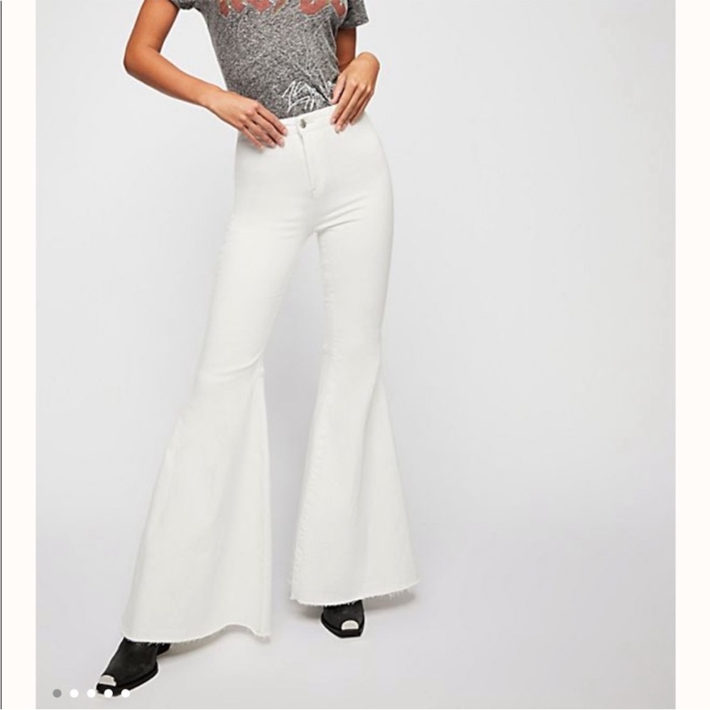 Free People White Wide Leg Flare Jeans Pants